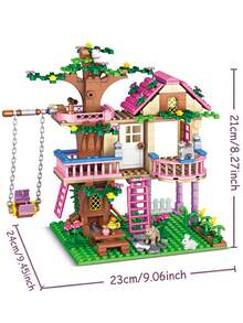 Princess Castle, Swing, And Treehouse Building Block Toy Models, City Soundwave Gift, Perfect Present For Friends, Educational Toy To Cultivate Thinking And Hands-On Ability - Mint Green - View 10