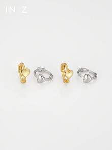 1pc Elegant 925 Sterling Silver 3D Heart Shaped Earrings, Minimalist Four-Leaf Clover Design, Suitable For Women's Daily Wear And Parties - Multicolor - View 5