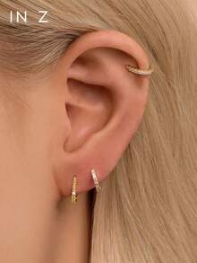 1pc Pure Silver Horseshoe Shaped Earring With Zirconia Stone, Comfortable Wear, Low Allergy, Suitable For Men And Women, 0.77cm Inner Diameter, Exquisite Jewelry Gift For Party And Birthday, Sold Individually (Not A Pair) - Multicolor - View 8