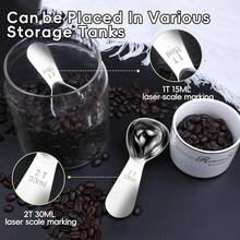 Bộ 3 muỗng múc cà phê bằng thép không gỉ, muỗng cà phê 15/30ml cán ngắn, muỗng đong định lượng phù hợp cho cà phê, trà lá, đường hoặc bột mì. - Nhiều màu - Xem 2