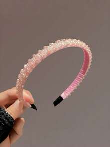 1 pieza Diadema con cristales y rhinestones multicolor, adecuada para fiestas, cumpleaños, uso diario para peinar el flequillo y diadema decorativa para el hogar - Multicolor - Ver 16