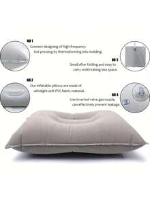 1pc Inflatable Square Pillow, Travel Neck Pillow, Portable U-Shaped Pillow Suitable For Airplane, Lightweight Foldable Nap Pillow Suitable For Travel And Office - Multicolor - View 6