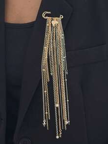 1 chiếc ghim cài áo mặt dây chuyền hình trái tim có tua rua, dây chuyền dài, dành cho nữ. - Nhiều màu - Xem 2