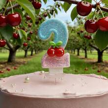 New Cherry Fruit Number Candles 0-9 For Birthday Party Cake Decoration, Suitable For Birthday Parties, Holiday Parties, Ceremonies, Graduation Season, Party Decor Signs - Dusty Blue - View 4
