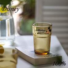 Disney 儿童趣味条纹玻璃杯，冰拿铁咖啡杯，果汁牛奶家居礼品水杯 - 彩色 - 查看 6