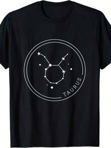 T-Shirt With The Zodiac Sign Taurus - Rust Brown - View 1