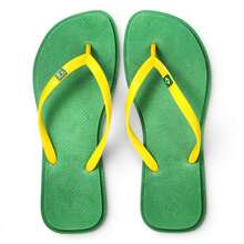 Adult/Women's Flip-Flops Brazil Flag Classic Comfortable Soft Lightweight Rubberized - Green - View 10