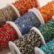 1米304不锈钢镀18K金多色玻璃珠链，手工串珠链，DIY饰品项链手链制作链，女士不锈钢饰品配件 - 鏈條 - 查看 4