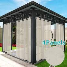 4pcs Outdoor Waterproof Sheer Curtains, Patio Porch Gazebo Transparent Window Drapes, Decorative Curtains For Bedroom, Balcony, Sunroom - 4pcs - View 12
