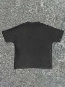Tween Boy Cotten Clothes,Y2K-Inspired Letter Print T-Shirt - Casual Crew Neck, Short Sleeve, Machine Washable - Perfect For Spring/Summer/Fall,Fashion, Streetwear, Unisex, Men, Women - 深灰色 - 查看 3