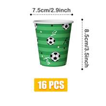 Bộ đồ ăn dùng một lần 16 món Green Star Soccer, bao gồm đĩa, khăn ăn và cốc, thích hợp cho các bữa tiệc, sinh nhật, đám cưới, dã ngoại gia đình. - Kiểu 4 - Xem 7
