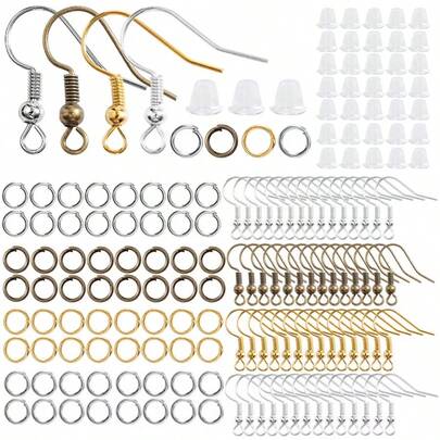 QIAO Multi-Color DIY Earring Making Kit, Complete Earring Findings Set With Ear Hooks, Jump Rings & Ear Backs, Bulk Jewelry Supplies For Handmade Earrings, Beginner Friendly 300pcs