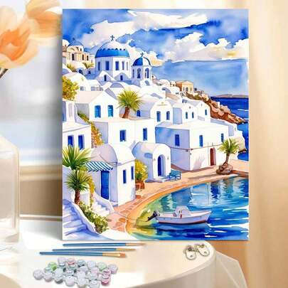 Bộ tranh tự vẽ phong cách Địa Trung Hải (không khung), tranh sơn dầu được chế tác tỉ mỉ, thể hiện cá tính riêng bằng màu sắc, thỏa sức sáng tạo, không cần kinh nghiệm vẽ tranh để tạo ra tác phẩm nghệ thuật tuyệt đẹp, chọn một bức để trang trí không gian, giảm căng thẳng, thư giãn đầu óc, trải nghiệm sức mạnh của nghệ thuật. Kích thước 40*50CM