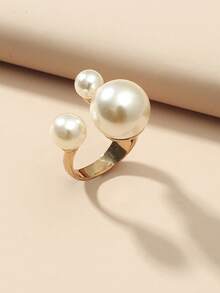 1 chiếc nhẫn ngọc trai tối giản, thích hợp cho nữ đeo hàng ngày (có thể điều chỉnh kích cỡ) - Vàng - Xem 5