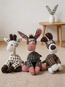 3件套宠物毛绒打结玩具，带声音的咀嚼玩具，适合中小型犬 - 彩色 - 查看 2