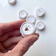 Set de sellos de arcilla con diseño de corazón botánico, 1/5 piezas de 20mm de sello de estampado en relieve de arcilla polimérica para joyería - Blanco - Ver 4