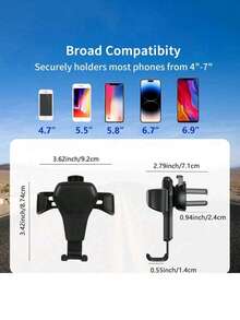 Universal Gravity Auto Phone Holder Car Air Vent Clip Mount Mobile Phone Holder CellPhone Stand Support Compatible With IPhone Compatible With Samsung - Black - View 6