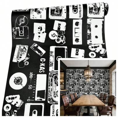 Giấy dán tường tự dính phong cách retro Mỹ, thích hợp cho studio, nhà hàng, trang trí tường, cải tạo nhà cửa. Giấy dán tường retro - Giấy dán tường trang trí phòng tắm đen trắng, chống thấm nước, sử dụng chất liệu tự dính và có thể tháo rời, thích hợp cho các bề mặt trang trí như kệ sách. Dày, bền, dễ lắp đặt, giấy dán tường tự dính có thể tháo rời, kích thước 17.7inx39.3/118.1/196.8in, giấy dán tường tự dính cá nhân hóa.