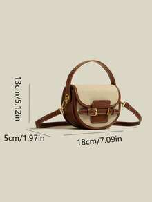 Fashionable Versatile Contrast Color Casual Tote Bag For Women - Brown - View 8