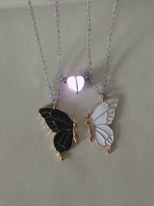 ATLVXJL Set de 2 collares con colgante de corazón y mariposa que brillan en la oscuridad para pareja/amistad, joyería casual adecuada para uso diario y regalo del Día de San Valentín - Multicolor - Ver 6