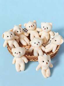 POKOJA LAND 6 件/12 件，迷你泰迪熊娃娃毛绒熊礼物，DIY 钥匙扣包挂件，适合礼物婚礼生日礼盒娃娃玩具生日蛋糕婚礼装饰派对礼物用品饰品 DIY 配件，熊，泰迪，泰迪熊 - 白 - 查看 6