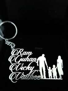 Customized Stainless Steel Family Surname Keychain - Suitable For Multiple Family Members - Cartoon Letter Theme - Decorative Keychain With Ring - Ideal Gift For Family - Multicolor - View 7