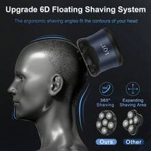 LQT [Máy cạo tóc điện 6D] Máy cạo tóc điện 6 đầu nổi công suất cao | Máy cạo đầu trọc, sử dụng tại nhà, tự cắt tóc, pin lithium 1200mAh, sạc Type-C, khóa an toàn khi đi du lịch, màn hình kỹ thuật số LED thông minh, quà tặng cho bạn trai hoặc bố. - nhiều màu - Xem 5