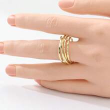 Bohemian Multi-Layer Women's Rings, Fashionable Gold-Tone Multilayer Criss-Cross Wide Band Rings, Party Jewelry - Gold - View 3