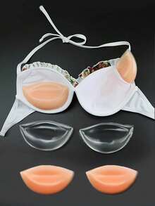 2/4pcs Of Ultra-Soft Silicone Breast Pads, Gel-Enhancing Inserts For Bras That Lift The Bust, Non-Slip Sticky Breast Uplift Pads. Bikini Halter, Seamless Underwear Enhancement, Soft And Comfortable Lingerie Accessories For Women - Multicolor - View 1