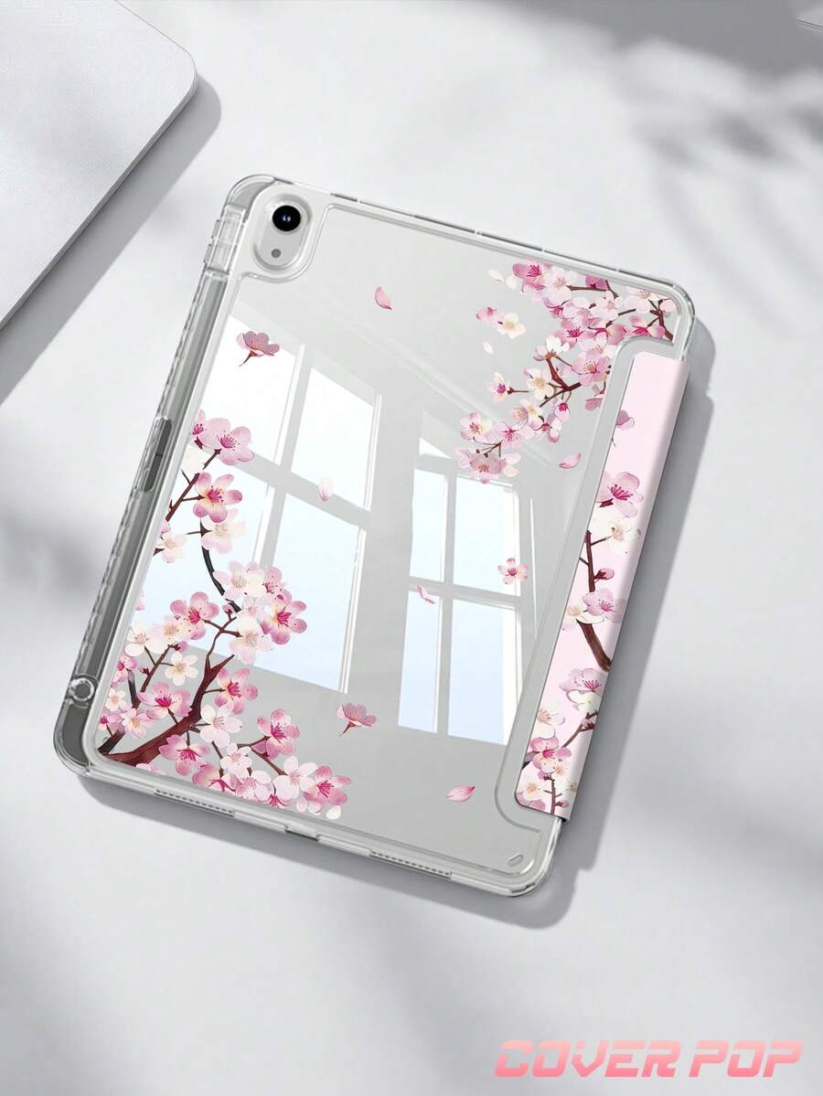 Flower 2026 Sakura Tree Pattern Tablet Protective Case Compatible With Ipad Air 8 (M4) 2026 (11 Inch), Air 8 (M4) 2026 (13 Inch), Air 11 Inch M3 2025/M2 2024, Air 5th Generation 2022, (A16) 11 Inch 11th Generation 2025, Galaxy Tab, Kindle Paperwhite 12th Gen 2024, Transparent Back, Fashionable Pattern Protection, Auto Sleep/Wake Function, Air Cushion Protection, Suitable For Gifts And Office Use - 彩色 - 查看 1