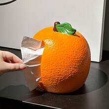 1pc./Exquisite Resin Orange Tissue Box| Multifunctional Napkin Holder, Unique Tissue Dispenser Storage, Suitable For Bathroom, Bedroom Vanity, Home And Kitchen Decoration BYVE - 橙色紙巾盒 - 查看 9
