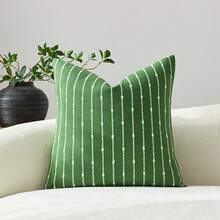 1件苔藓绿（不含填充物）装饰提花天鹅绒抱枕套，舒适现代条纹纹理靠垫套，适用于沙发、卧室、客厅、展厅，四季皆宜。 - 苔蘚綠 - 查看 7