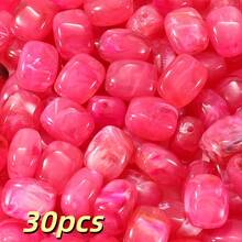 30 piezas de 13*10mm Cuentas sueltas asimétricas de aspecto de piedra acrílica de color mezclado, para hacer pulseras, collares, aretes, cadenas de teléfono, joyería y accesorios de manualidades de moda - perlas atenuadoras - Ver 16
