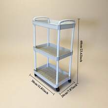 1 Set, 3-Tier Rolling Storage Cart - Bathroom, Kitchen, RV, Office & Workshop, Easy Assemble Plastic Shelving Unit, 3 Shelves, Space Saving Multifunctional Modern Furniture - Multicolor - View 4