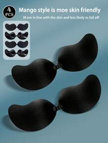 4 piezas de sujetadores invisibles con forma de mango - Sujetador sin tirantes de silicona con efecto push-up para vestidos sin espalda, almohadillas adhesivas transpirables y reutilizables para levantar el busto, amigables con la piel para mujeres - Multicolor - Ver 19