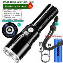 1pc Super Bright Long Range LED Flashlight, USB Rechargeable Waterproof Tactical Flashlight, Outdoor Emergency Torch - Star - View 11