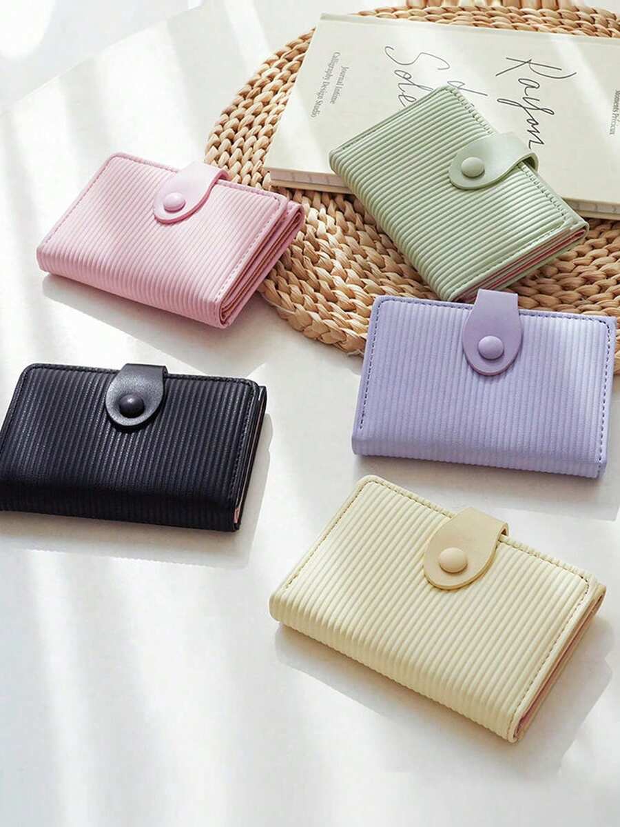 Dopamine Color Handheld Short Wallet, Small Tri-Fold Student Women's Wallet, Minimalist Large Capacity Korean Style Wallet - Multicolor - View 1