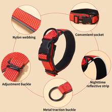 1pc Adjustable Reflective Collar For Large & Medium Dogs - Red - View 4