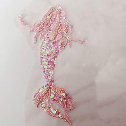 Mermaid Sequin Decorative Stickers, Gold Fish, Bridal Veil, Children's Clothing, DIY Accessories Fabric Patches