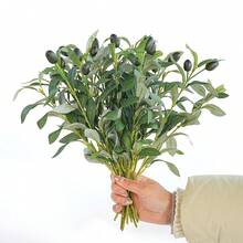 2-10pcs Artificial Olive Branches, Fake Green Plant Stems, Silk Olive Leaves, Suitable For Centerpiece Decor, Home Decor, Wedding Decor, Mother's Day - Green - View 10