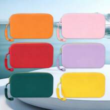 Large Square Silicone Cosmetic Bag, Waterproof Beach Bag, Handheld Pouch, Wristlet, Portable Travel Toiletry Organizer, Makeup Brush & Phone Multi-Function Storage Bag, Gift For Mom, Wife - Multicolor - View 6