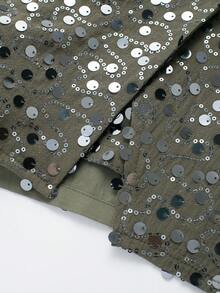 Sequin Decor Double-Breasted Mini Skirt Spring - Green - View 4