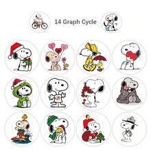 SNOOPY 500张/套 情人节史努比卷贴纸 可爱爱心形状贴纸 包包/瓶子/文具 手工DIY材料 四季通用 - 彩色 - 查看 6