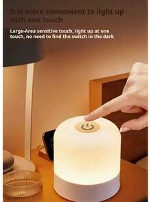 可充电遥控触摸式LED台灯，适用于卧室床头、婴儿喂奶、护眼睡眠灯 - 白色 - 查看 6