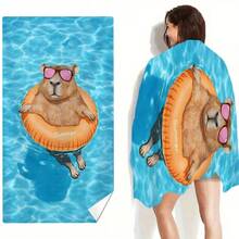 1pc Capybara Beach Towel - Soft, Absorbent, Lightweight, Quick-Drying Super Microfiber, Vivid Underwater Print, Perfect For Beach, Pool, Travel, Camping, Yoga, Shower, Sunbathing - Ideal Adult Gift And Holiday Gift, Beach - Multicolor - View 9