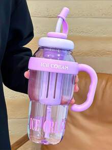 1300毫升/44盎司大容量学生水瓶，夏季冰王杯，健身必备幸运肚杯，带可爱防漏吸管 - 彩色 - 查看 8