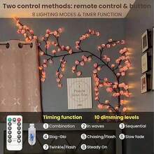 Sakura Tree Branch Lights Decor Wall-Mounted, Sakura Lights With Remote Control Timer, 8 Lighting Modes, Soft Willow Branch Fairy Lights, Bedroom Home Floral Wall Decor, Spring DIY Decoration - Multicolor - View 5
