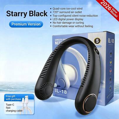 AIRPROSSING Neck Fan,Neck Hanging Fan, Portable Bladeless Neck Fan With 5 Adjustable Speeds And LED Display, Suitable For Students, Office, Outdoor Travel, Perfect Gift