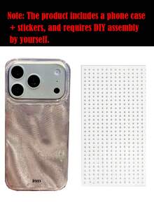 Luxury Glitter Wave Phone Case Compatible With IPhone 17 Pro Max, 17 Pro, 17, 16 Pro Max, 16 Pro, 15, 14, 13 Pro Max, 17, 16, 13, 15, 14, Y2K Style DIY Rhinestone Sticker Shockproof Protective Cover - Baby Pink - View 5