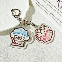 1pc Cute Multi-Color Cat & Dog Couple Keychain, Pendant Ornament, High-Quality Backpack Decoration Gift - Multicolor - View 1
